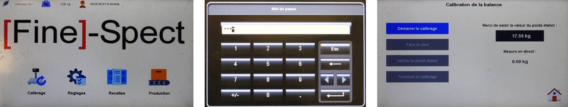 Écran "Process" controle de tapis de pesage - Écran "Process"