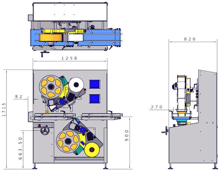 dimensions Etiqueteuse double face  - Edition et pose d'étiquettes sur 1 ou 2 faces