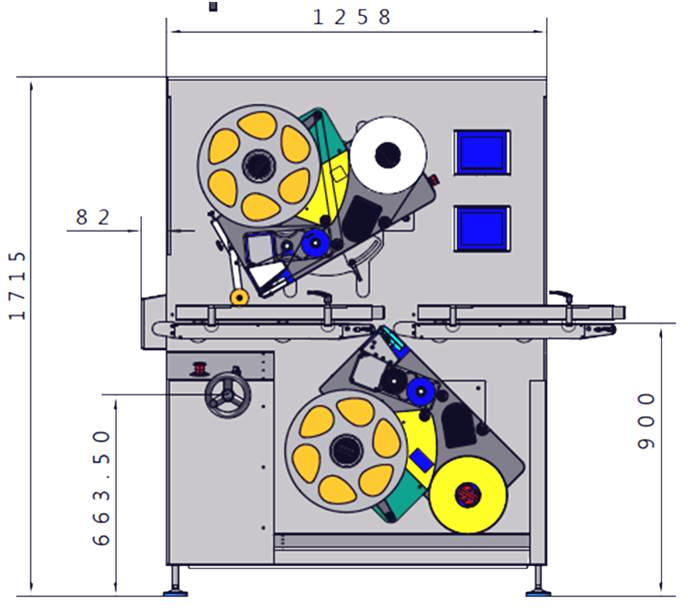 dimensions etiqueteuse en ligne - Edition et pose d'étiquettes sur 1 ou 2 faces