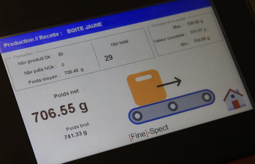 ecran de controle du poids - Contrôler les emballages des produits finis