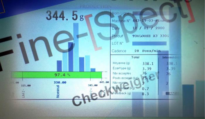 Ecran de controle Fine Spect - Supervision de trieuse pondérale "Expert"