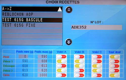 calibreuse de poids - Triage et classement