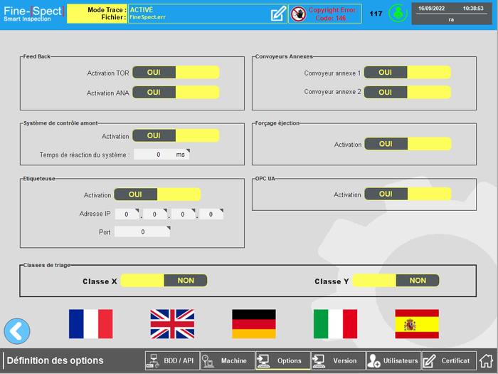 Options des trieuses pondérales - Supervision de trieuse pondérale "Expert"