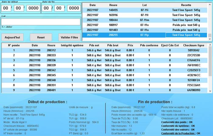 Rapport Trieuse ponderale mode X - Trieuses pondérales en classe "X" mode limites doubles